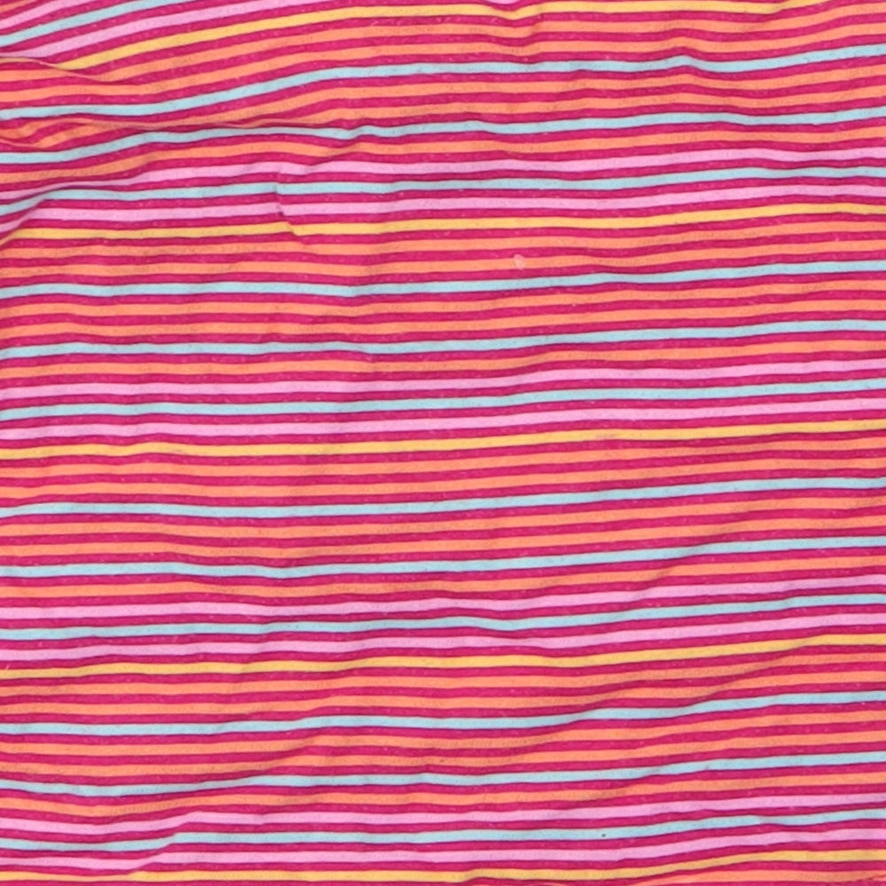 NEXT Girls Multicoloured Striped 100% Cotton Jersey T-Shirt Size 6-9 Months Round Neck Snap