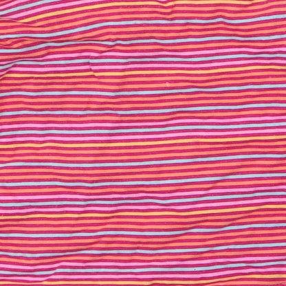 NEXT Girls Multicoloured Striped 100% Cotton Jersey T-Shirt Size 6-9 Months Round Neck Snap