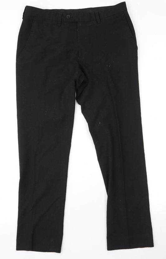 NEXT Mens Black  Polyester Dress Pants Trousers Size 32 L29 in Regular Zip