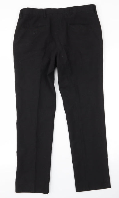 NEXT Mens Black  Polyester Dress Pants Trousers Size 32 L29 in Regular Zip