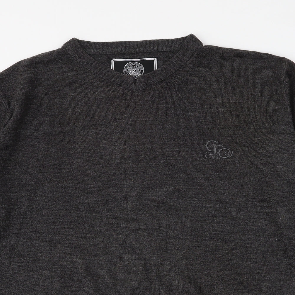 Celtic Football Club Mens Grey Round Neck  Acrylic Pullover Jumper Size L
