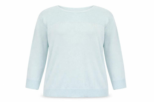 Front view of Peacocks women’s blue round neck cotton jumper, size XL