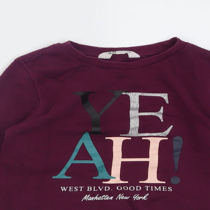 H&M Girls Purple  Cotton Pullover Sweatshirt Size 8-9 Years  Pullover