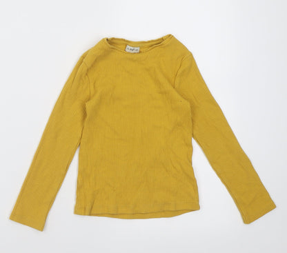 F&F Girls Yellow  Cotton Basic Casual Size 5-6 Years Crew Neck Pullover