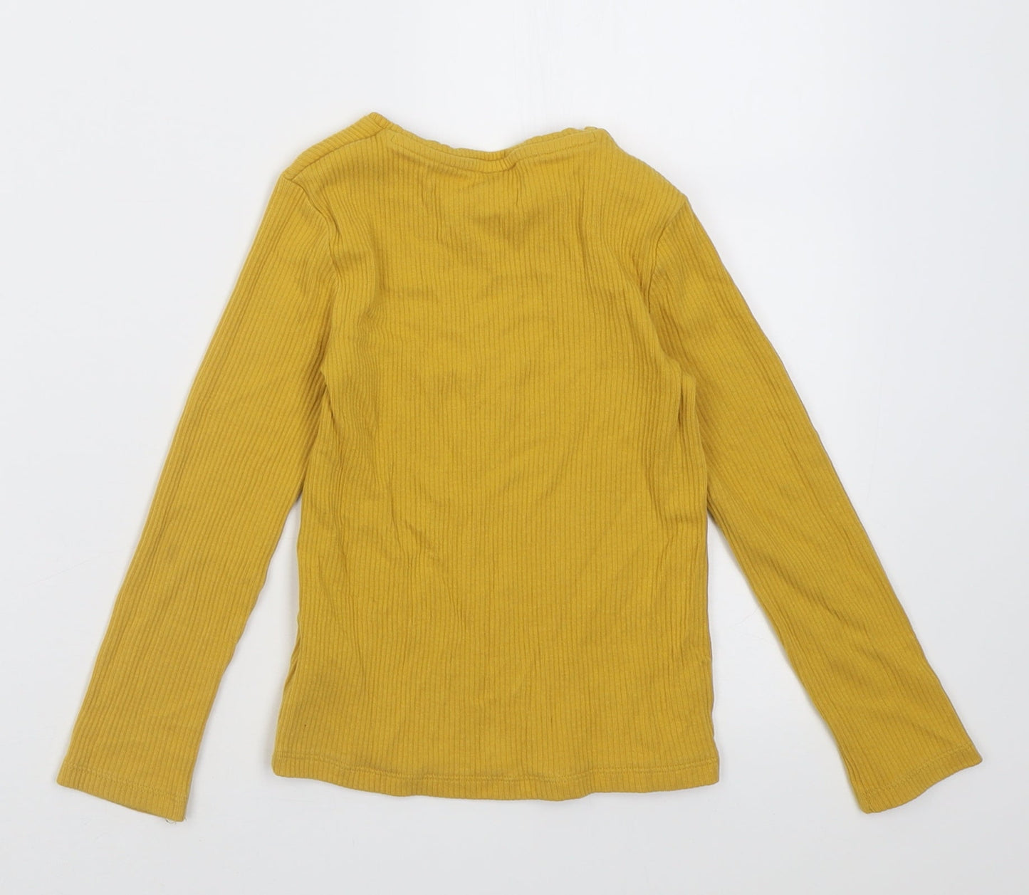 F&F Girls Yellow  Cotton Basic Casual Size 5-6 Years Crew Neck Pullover