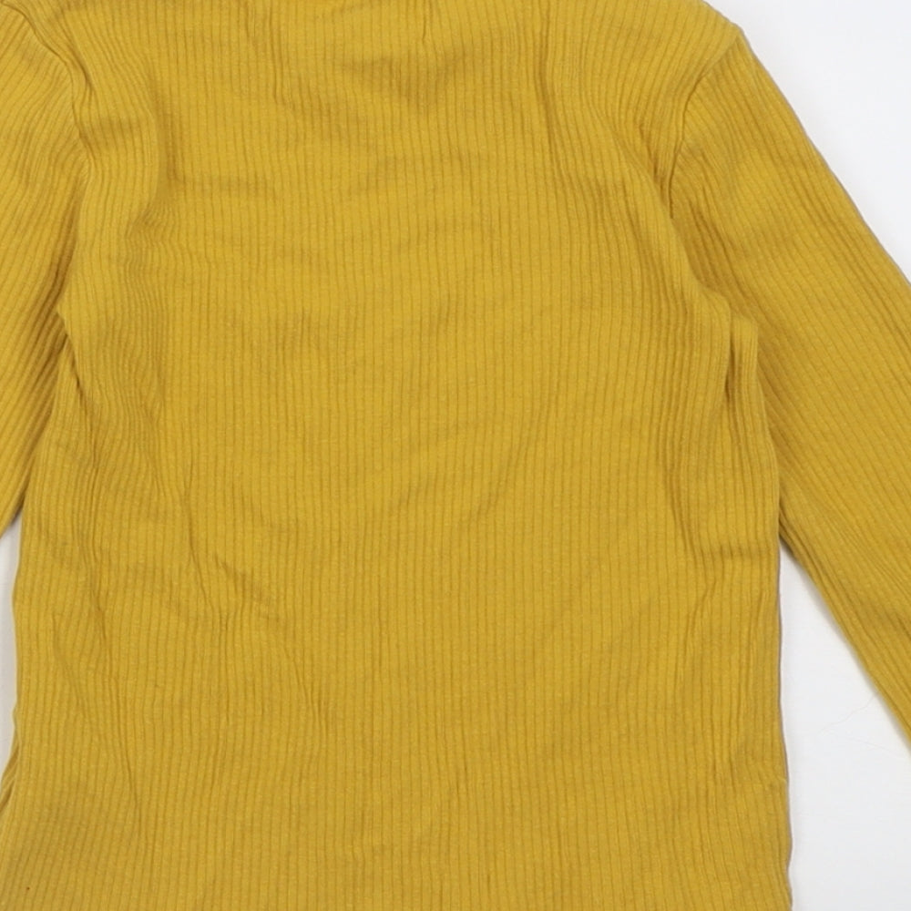 F&F Girls Yellow  Cotton Basic Casual Size 5-6 Years Crew Neck Pullover
