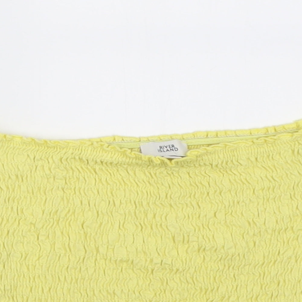 River Island Girls Yellow  Viscose Cropped T-Shirt Size 5-6 Years Off the Shoulder Pullover