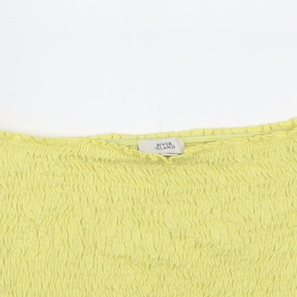 River Island Girls Yellow  Viscose Cropped T-Shirt Size 5-6 Years Off the Shoulder Pullover