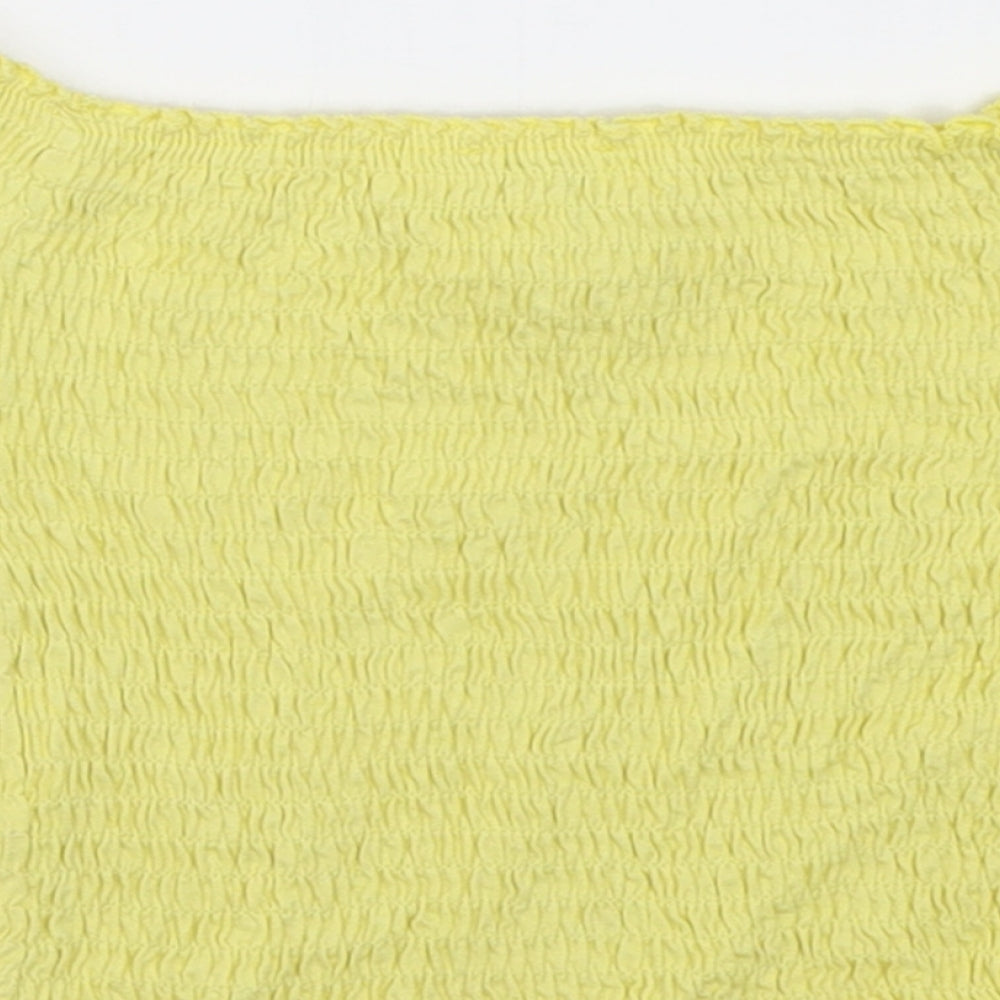 River Island Girls Yellow  Viscose Cropped T-Shirt Size 5-6 Years Off the Shoulder Pullover