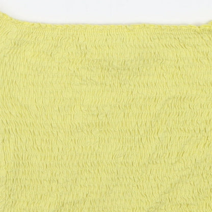 River Island Girls Yellow  Viscose Cropped T-Shirt Size 5-6 Years Off the Shoulder Pullover