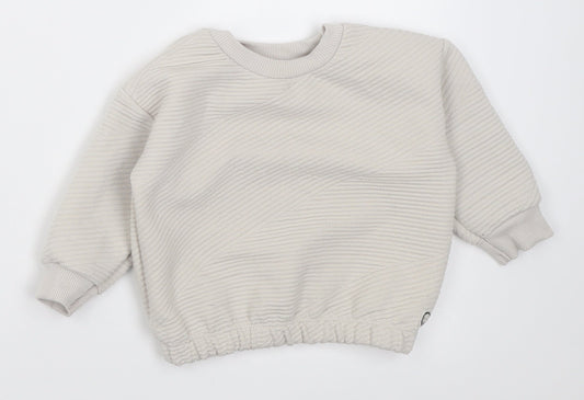George Boys White Striped Polyester Pullover Jumper Size 12-18 Months  Button