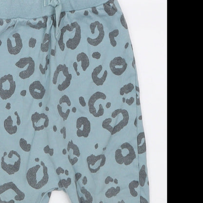 George Girls Blue Animal Print Cotton Jogger Trousers Size 12-18 Months  Tie