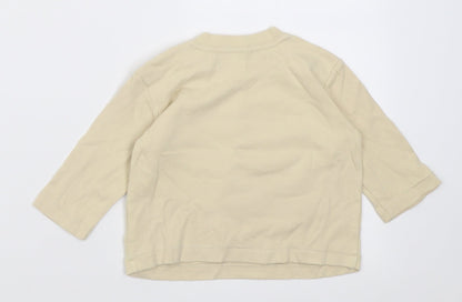 Cherokee Boys Beige  Cotton Basic Casual Size 6-9 Months Crew Neck Button