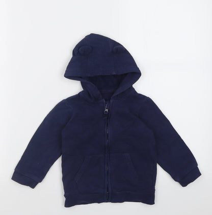georgr Boys Blue   Jacket  Size 12-18 Months   Zip - Bear Ear Hood