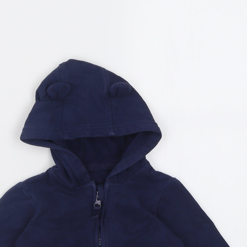 georgr Boys Blue   Jacket  Size 12-18 Months   Zip - Bear Ear Hood