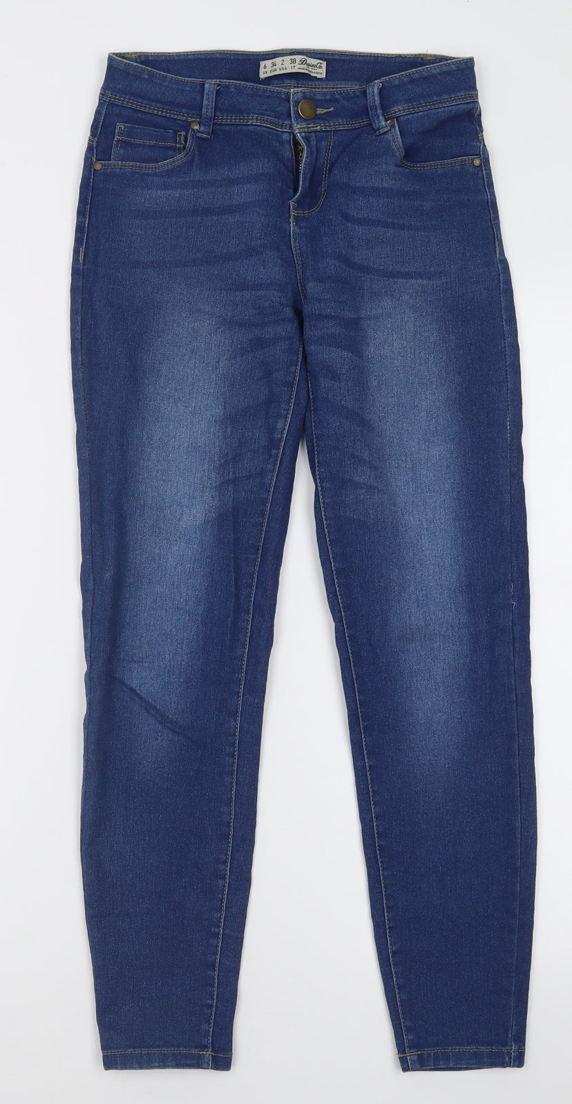 Primark Womens Blue  Cotton Skinny Jeans Size 6 L26 in Regular Button