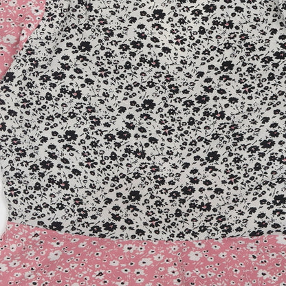 Wednesday Girl Womens Pink Floral Polyester Basic Blouse Size XS V-Neck