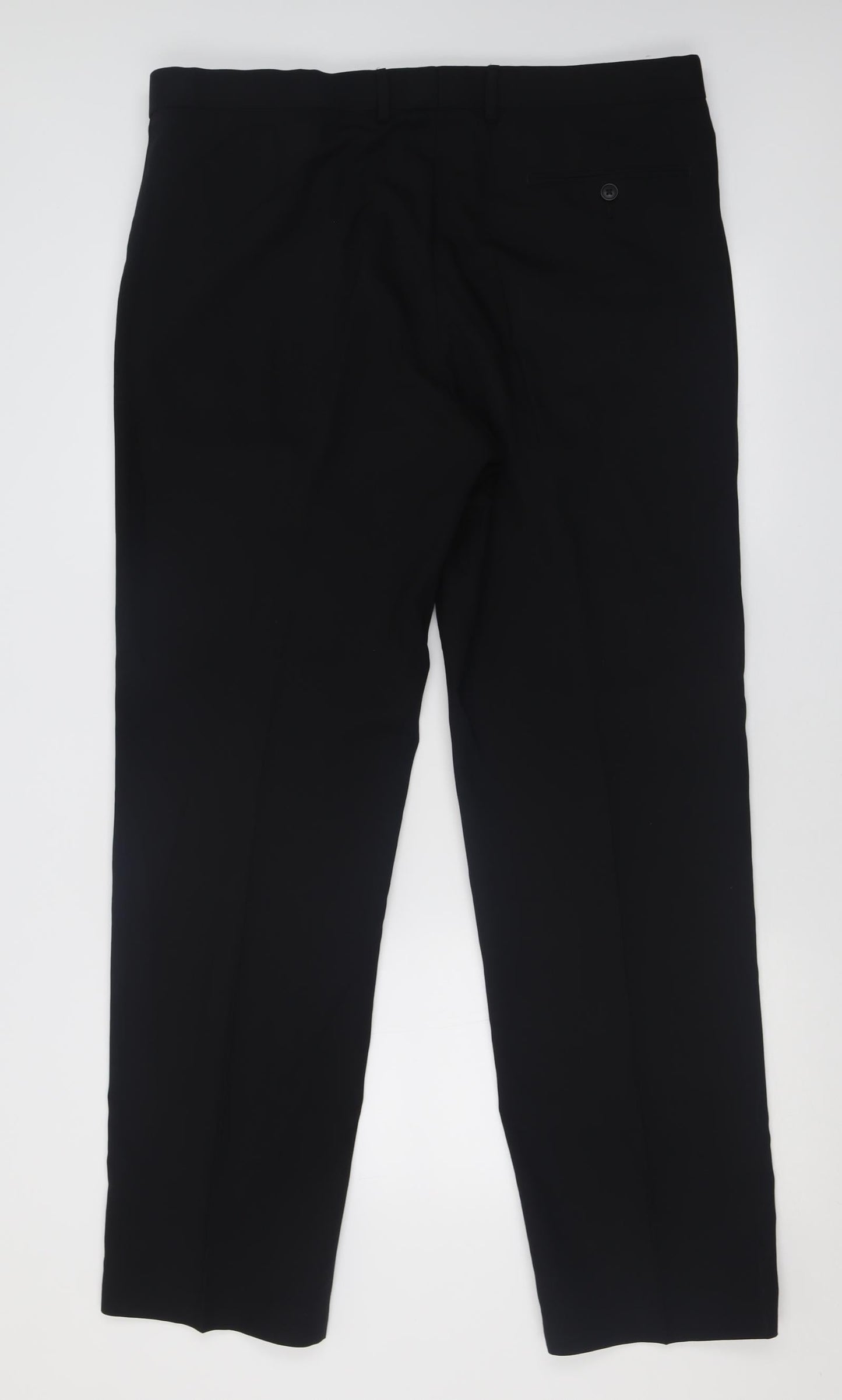 Marks and Spencer Mens Black  Polyacrylate Fibre Trousers  Size 38 L33 in Regular Hook & Eye