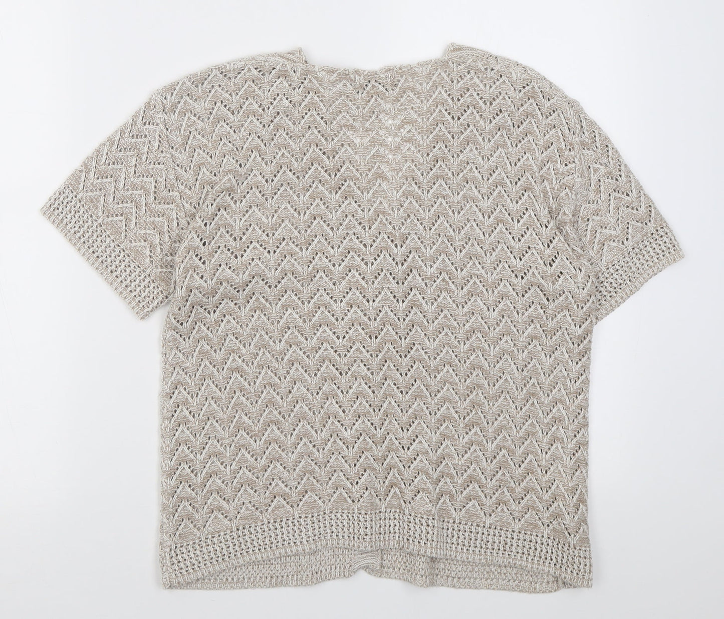 Chic London Paris Womens Beige V-Neck  Acrylic Cardigan Jumper Size XL