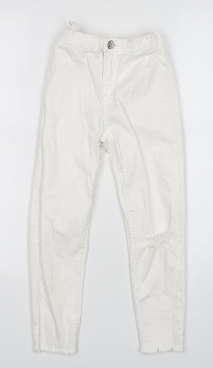 Candy Couture Girls White  Cotton Skinny Jeans Size 9 Years  Regular Button