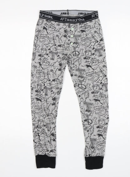BHS Girls Grey Geometric Cotton  Pyjama Pants Size 9-10 Years  Pullover