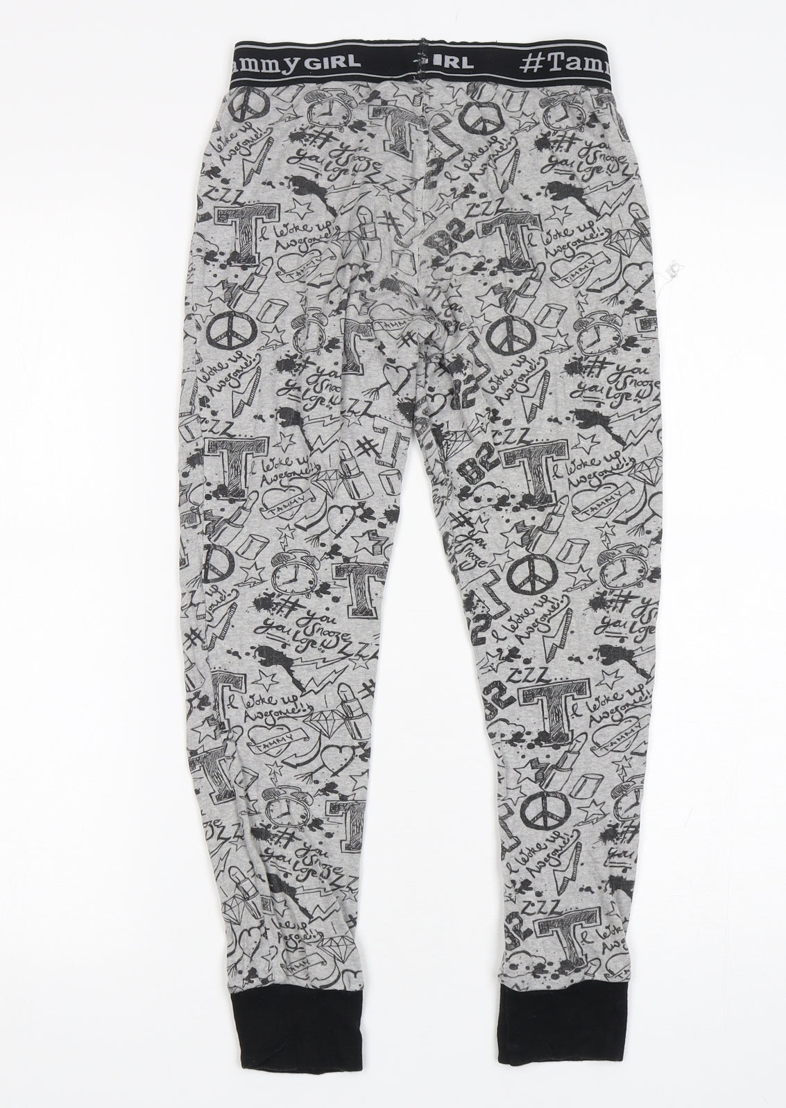 BHS Girls Grey Geometric Cotton  Pyjama Pants Size 9-10 Years  Pullover