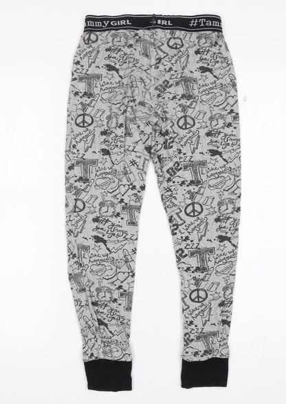 BHS Girls Grey Geometric Cotton  Pyjama Pants Size 9-10 Years  Pullover