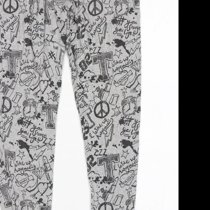 BHS Girls Grey Geometric Cotton  Pyjama Pants Size 9-10 Years  Pullover