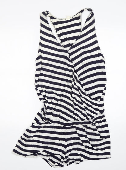 H&M Womens Multicoloured Striped Viscose Playsuit One-Piece Size L L5 in Pullover