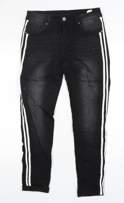 Hand Work denim Womens Black  Cotton Skinny Jeans Size 30 in L28 in Regular Button