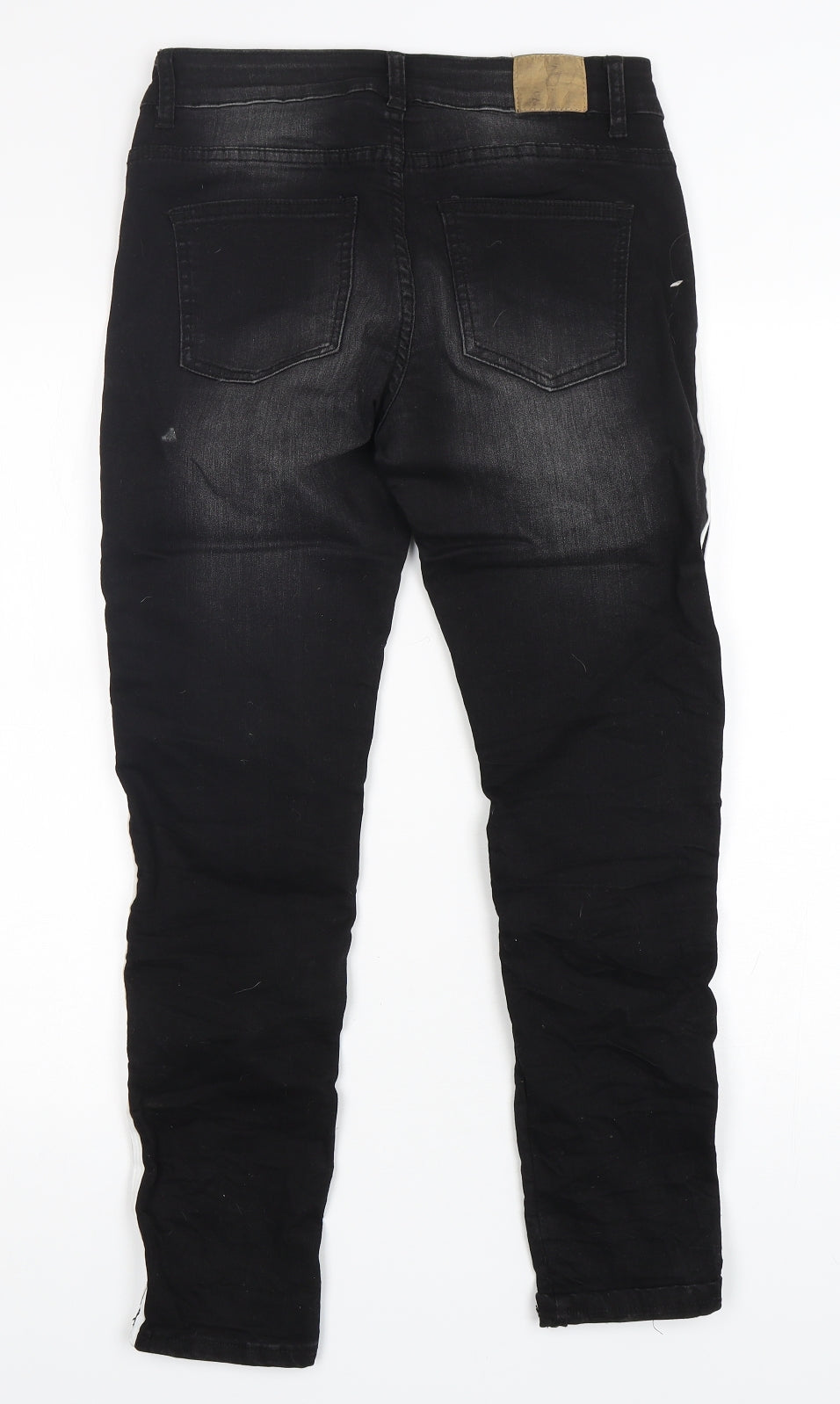 Hand Work denim Womens Black  Cotton Skinny Jeans Size 30 in L28 in Regular Button