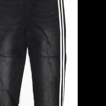 Hand Work denim Womens Black  Cotton Skinny Jeans Size 30 in L28 in Regular Button