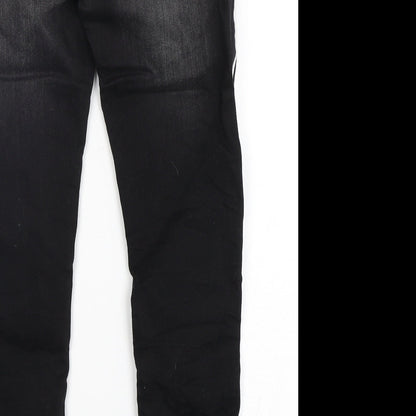 Hand Work denim Womens Black  Cotton Skinny Jeans Size 30 in L28 in Regular Button