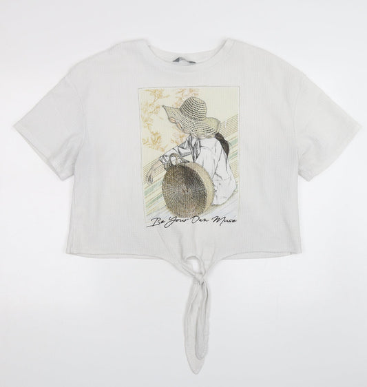 Womens UK Size 14 MAX White Cropped T-Shirt