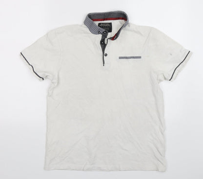 Burton  Mens White  Cotton  Polo Size M Collared Pullover