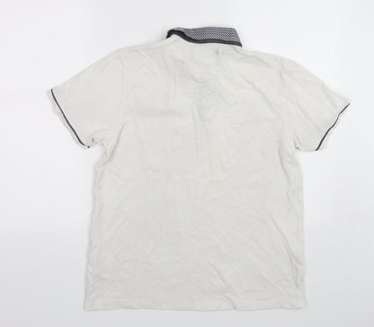 Burton  Mens White  Cotton  Polo Size M Collared Pullover