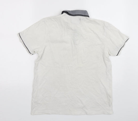 Burton  Mens White  Cotton  Polo Size M Collared Pullover