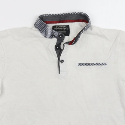 Burton  Mens White  Cotton  Polo Size M Collared Pullover