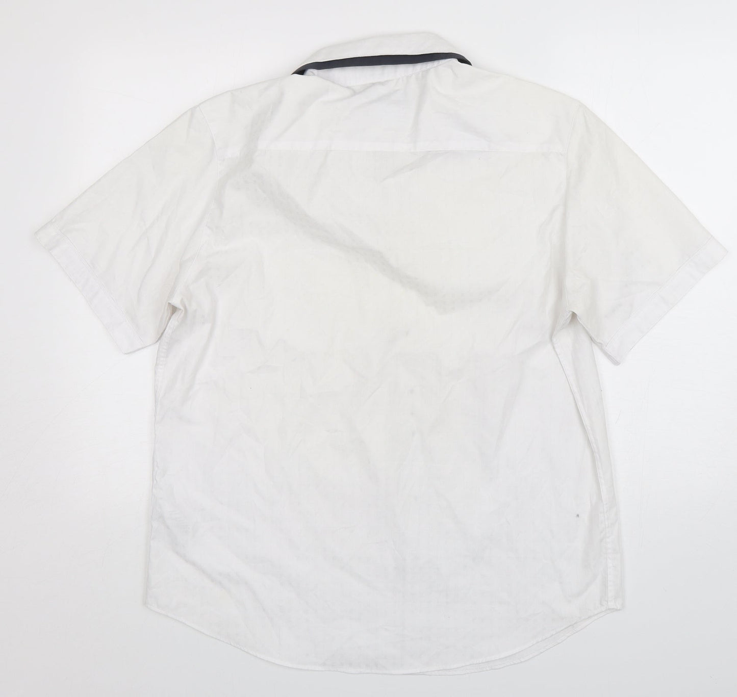 Mens UK Size L Debenhams White  Button-Up Short Sleeve Casual Shirt