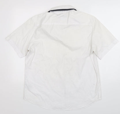 Mens UK Size L Debenhams White  Button-Up Short Sleeve Casual Shirt