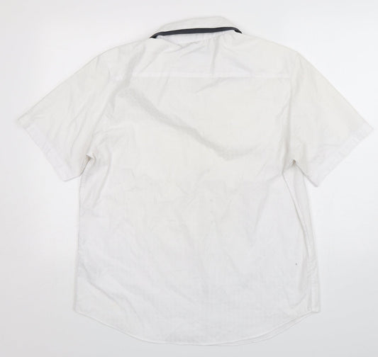 Mens UK Size L Debenhams White  Button-Up Short Sleeve Casual Shirt
