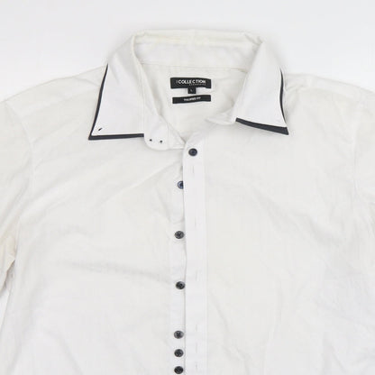 Mens UK Size L Debenhams White  Button-Up Short Sleeve Casual Shirt