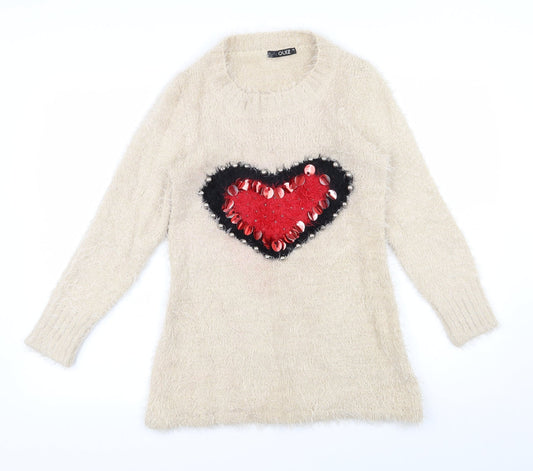 Womens UK Size S Quiz Beige Pullover Jumper