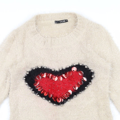 Womens UK Size S Quiz Beige Pullover Jumper