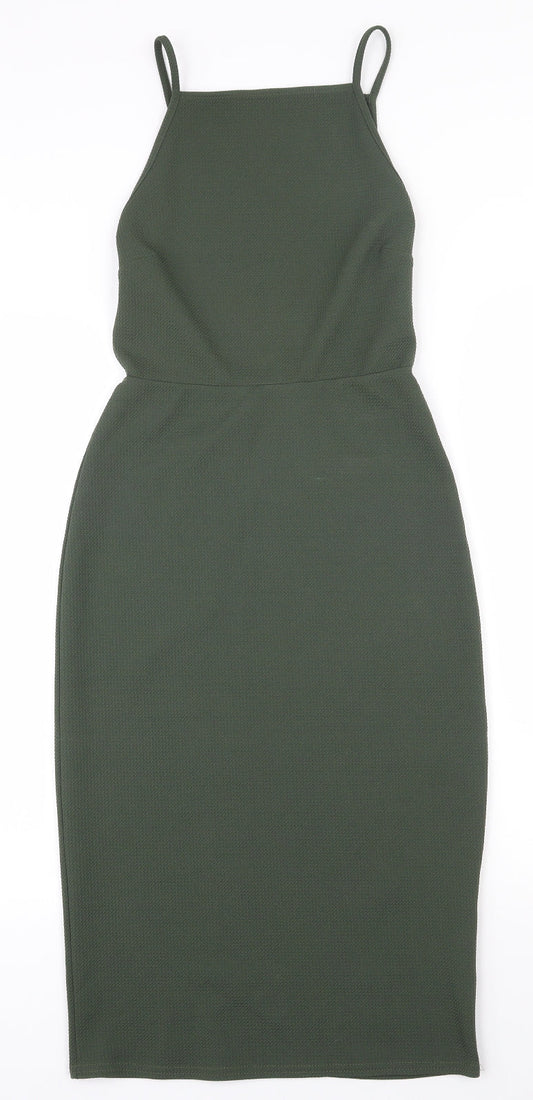 Oh My Love Womens Green  Polyester Bodycon  Size S  Square Neck Pullover - Open back