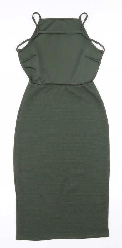 Oh My Love Womens Green  Polyester Bodycon  Size S  Square Neck Pullover - Open back