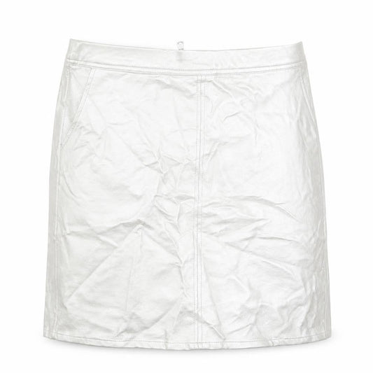 Front view of New Look girls’ silver polyurethane mini skirt, size 13, years regular zip