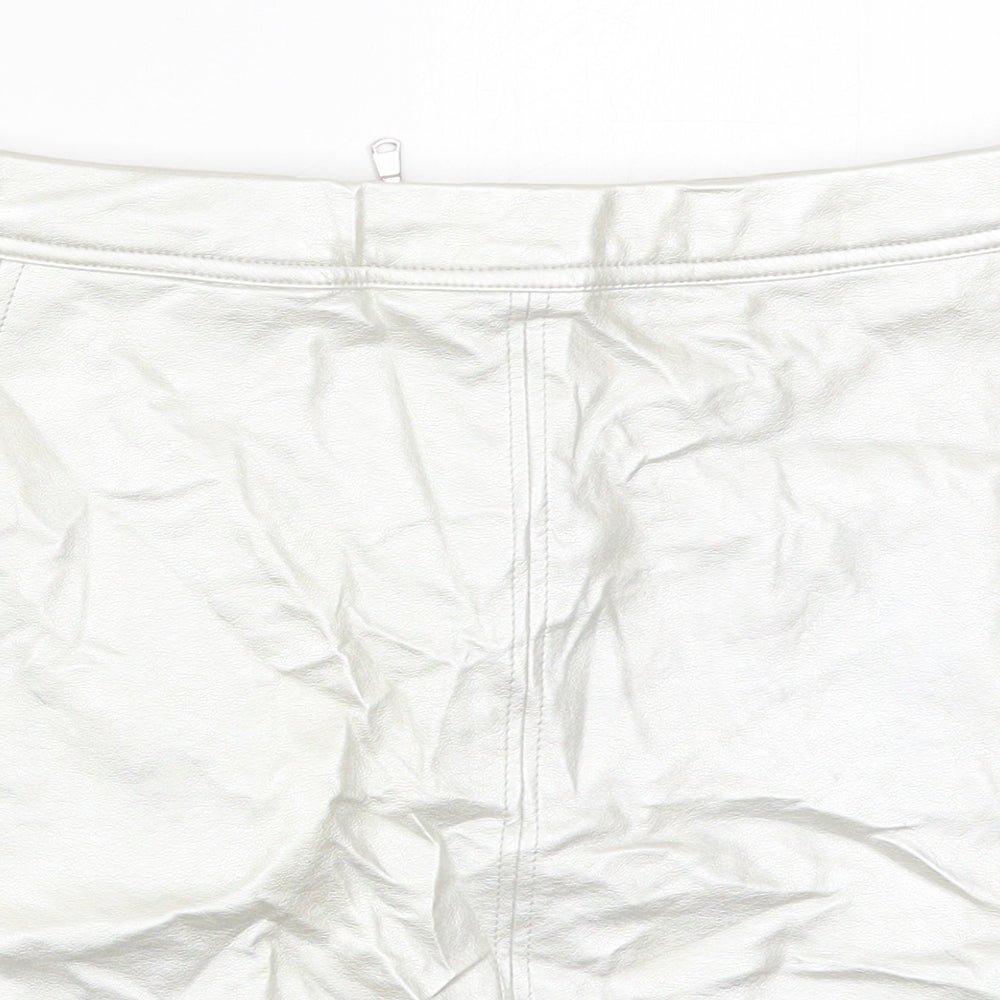 New Look Girls Silver  Polyurethane Mini Skirt Size 13 Years  Regular Zip