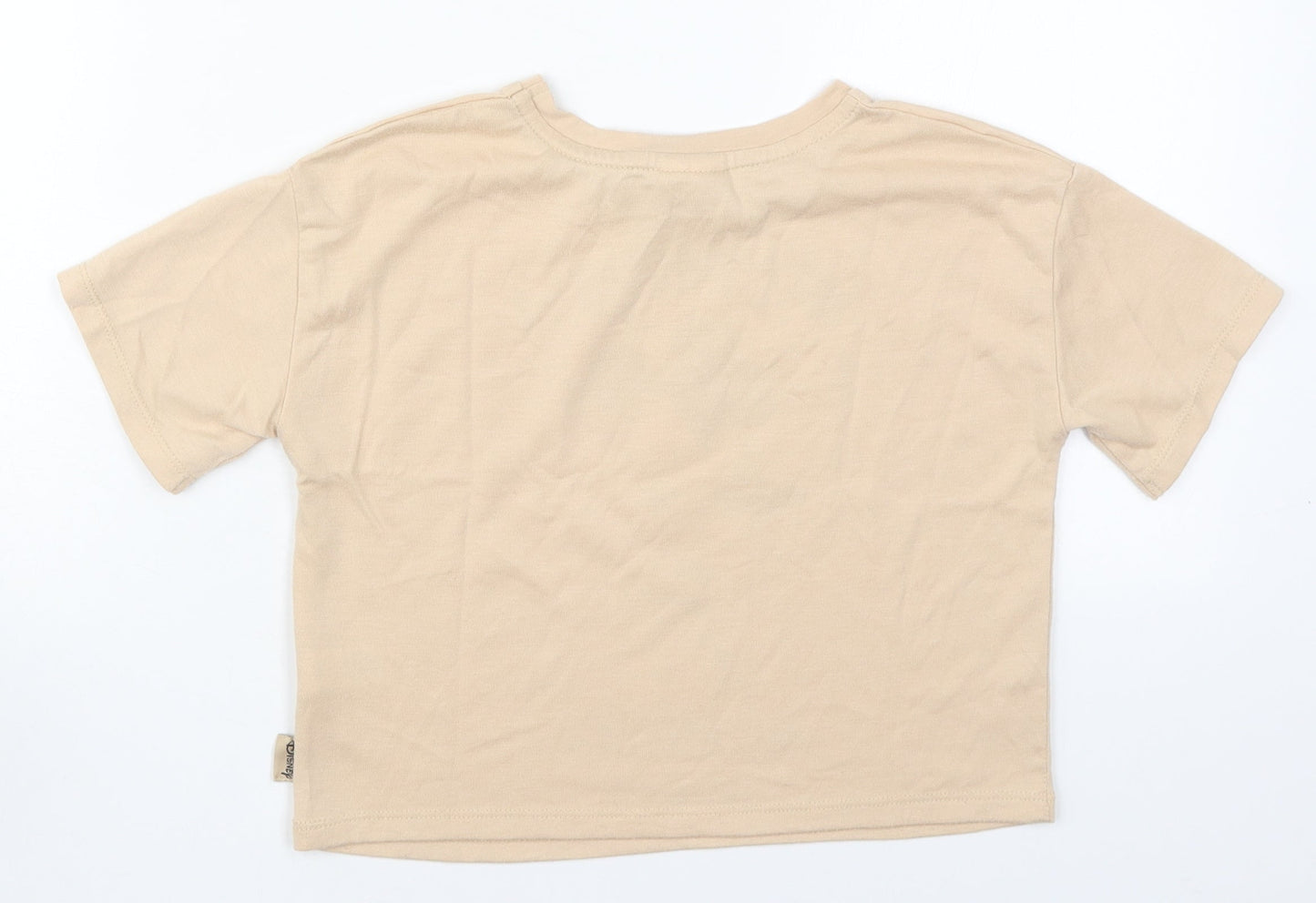 George Girls Beige  Polyester Basic T-Shirt Size 8-9 Years Crew Neck Pullover - Ballet Minnie Mouse