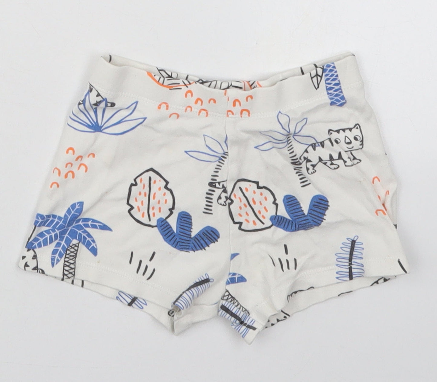 F&F Baby White  Cotton Cropped Trousers Size 18-24 Months   - Cat Jungle Sleep Shorts